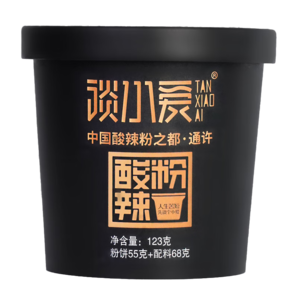 談小愛(ài)（TANXIAOAI）黑桶酸辣粉紅薯粉絲123g*6桶 整箱裝 非油炸方便速食面粉絲米線