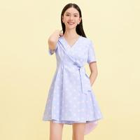 VERO MODA 專柜優(yōu)雅氣質(zhì)波點(diǎn)系帶連衣裙女