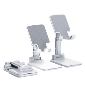 顧勝 手機支架桌面迷你 手機直播支架平板支架床頭懶人支架 適用蘋果iphone華為安卓小米手機架 【珍珠白】可折疊+升降手機/小平板通用支架