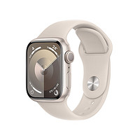 Apple 蘋果 Watch Series 9 智能手表GPS款41毫米星光色鋁金屬表殼 星光色運(yùn)動(dòng)型表帶S/M MR8T3CH/A