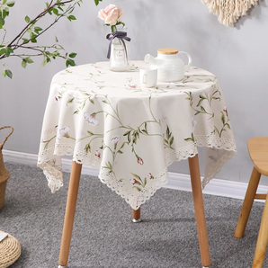 巧林兒圓桌布家用美式風(fēng)小清新ins碎花餐桌防水茶幾布咖啡桌布小圓桌布 春意悠然米色（TPU防水防油款） 80*80cm適用于40cm以內(nèi)桌子用