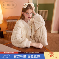 GUKOO 果殼 小香風珊瑚絨家居服睡衣套裝