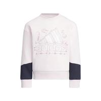 adidas 阿迪達(dá)斯 秋冬款女兒童青少年衛(wèi)衣圓領(lǐng)加絨保暖運(yùn)動休閑套頭衫日常經(jīng)典百搭上衣