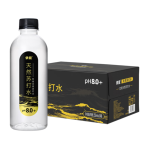 依能 天然蘇打水 無糖無氣弱堿 350ml*24瓶 整箱裝 無添加飲用天然水