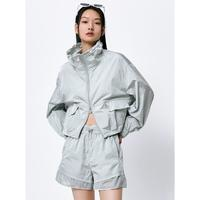 PEACEBIRD 太平鳥 2024夏開衫外套短款直筒立領(lǐng)落肩袖外套女