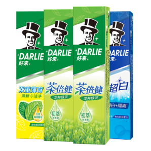 好來(lái)（DARLIE）好來(lái)雙重薄荷牙膏 超白茶倍健組合多種經(jīng)典口味清新呵護(hù)90g 雙重薄荷*2+龍井綠茶+超白 90g 4支