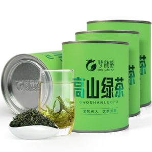 夢龍韻茶葉綠茶2024年新茶濃香解膩茶口感清甜量販口糧茶大份量散茶罐裝 高山綠茶125g*4罐+禮袋