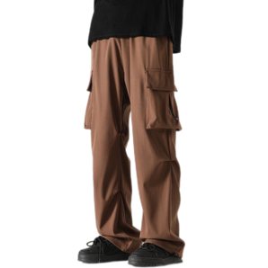 Homlean美式機(jī)能傘兵工裝褲男春夏寬松小眾闊腿休閑登山長褲S6603黑色L