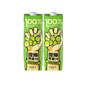 哪吒捏爆 100%純果汁飲料禮盒送禮 富含維C無添加兒童夏季飲品 1L盒裝 100%果汁-青提汁-1L*2 盒