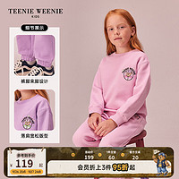 TEENIE WEENIE Kids小熊童裝女童23年冬糖果寬松加絨衛(wèi)衣衛(wèi)褲 粉色衛(wèi)衣 120cm