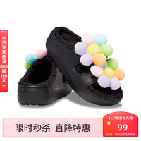 crocs 卡駱馳 女士經典暖絨花飾毛毛拖 209240