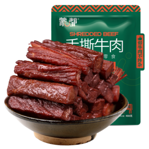 蒙都 手撕風(fēng)干牛肉干 香辣味488g 約五成風(fēng)干 袋裝 休閑零食 肉干肉脯