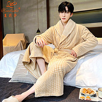 男士加絨加厚中長款珊瑚絨浴袍秋冬季法蘭絨睡衣家居服