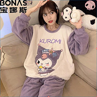 BONAS 寶娜斯 女士睡衣家居服珊瑚絨長袖套裝