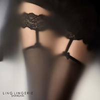 綾 天生絲滑綾lingerie「芝」3D蕾絲一體吊帶性感純欲油量高長筒襪 Black黑色 均碼