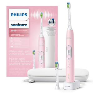 PHILIPS 飛利浦 Sonicare ProtectiveClean 6500 可充電電動(dòng)牙刷 帶便攜充電盒和備用刷頭 粉紅色 HX6462/06