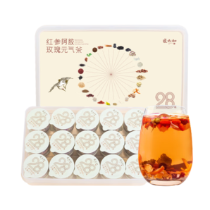 張?zhí)?紅參阿膠玫瑰元氣茶28味紅參阿膠女神茶630g 滋補禮品 630g（21gx30罐）/禮盒送禮袋