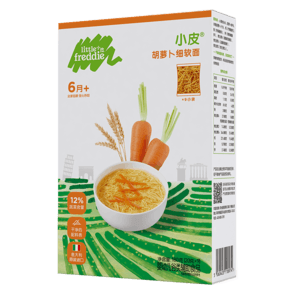 小皮（Little Freddie）嬰幼兒面條寶寶輔食含鈣鐵鋅寶寶嬰兒碎碎面營養(yǎng)細(xì)短面兒童面條 【1階6月+】胡蘿卜細(xì)軟面