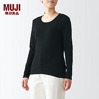 MUJI 無印良品 無印良品 MUJI 女式 彈力羅紋編織 長袖T恤 BBC03A2S 黑色