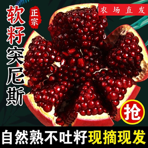 會(huì)理突尼斯軟籽石榴紅石榴5斤新鮮當(dāng)季水果整箱批發(fā)紅寶石榴無(wú)籽
