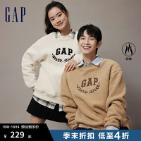 Gap 蓋璞 男女裝秋季款LOGO仿羊羔絨寬松廓形衛(wèi)衣762596休閑上衣