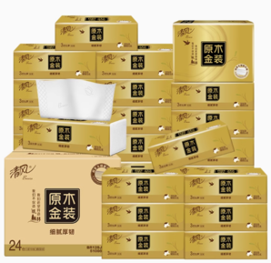 88VIP！Breeze 清風(fēng) 原木純品金裝系列 抽紙 3層*100抽*24包(190*132mm)
