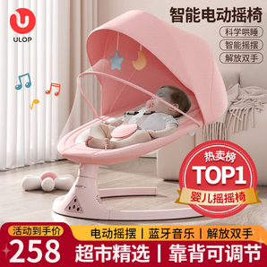 優(yōu)樂(lè)博（ULOP）嬰兒玩具0-1歲寶寶搖椅哄娃神器電動(dòng)搖搖椅新生兒見(jiàn)面禮物滿月 嬰兒用品哄睡搖籃搖搖床【粉色】