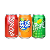 Coca-Cola 可口可樂 雪碧/芬達橙330ml*24罐裝可樂胖罐碳酸飲料整箱正品包郵