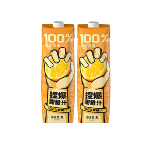 哪吒捏爆 100%純果汁飲料禮盒送禮 富含維C無添加兒童夏季飲品 1L盒裝 100%果汁-橙汁-1L*2 盒