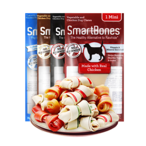 SMARTBONES狗狗磨牙棒狗咬膠零食幼犬訓(xùn)練獎(jiǎng)勵(lì)耐咬骨頭小型犬泰迪 雞肉味迷你潔骨 4包共64支1020g