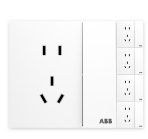 ABB 盈致系列 白色 五孔帶開關(guān)（可單獨(dú)控制燈）五只裝