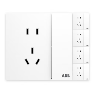 ABB 盈致系列 白色 五孔帶開關(guān)（可單獨控制燈）五只裝