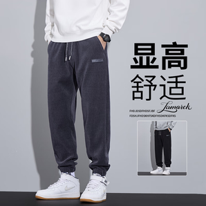 哥倫巴魯特斯（GELBRLOOTESI）秋冬季男士休閑運(yùn)動(dòng)長(zhǎng)褲博奧絨休閑褲加大碼男褲百搭舒適厚款褲子 K05 (灰色束腳) M（90-105斤）