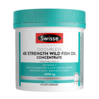 Swisse斯維詩 4倍高濃度深海魚油軟膠囊1800mg120粒 rTG型 omega3 DHA+EPA 高效活力心眼腦血管健康 FOS認證 