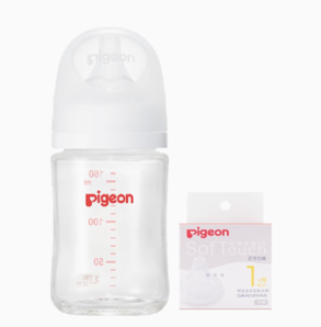 88VIP！Pigeon 貝親 嬰兒寬口徑玻璃奶瓶 160ML+S號(hào)奶嘴