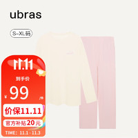 Ubras 字母印花純棉套頭長袖長褲家居服套裝睡衣女 組合色-女款 M