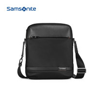 Samsonite 新秀麗 男士單肩豎式斜跨包 商務(wù)出差編織包 TN5*09004 黑色