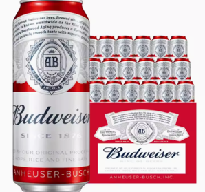 88VIP！Budweiser 百威 啤酒 經(jīng)典醇正紅罐拉格 450ml*18聽