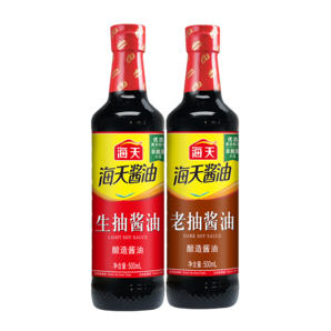 海天生抽醬油500mL+老醬油500mL涼拌炒菜點(diǎn)蘸紅燒上色 醬油2瓶裝 生抽醬油500mL+老醬油500mLpet