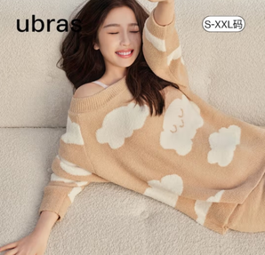 虞書(shū)欣同款！Ubras 女士綿綿云半邊絨家居服套裝