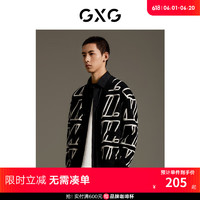 GXG 男裝  黑色微廓滿印提花毛衣針織開衫外套GEX13014053