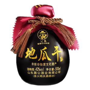 公鼐瓜干酒42度500ml*4帶4個(gè)瓷碗整箱裝粗糧釀造山東特產(chǎn)地瓜干白酒