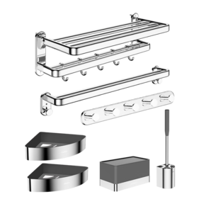 九牧（JOMOO）304不銹鋼毛巾浴巾架浴室衛(wèi)生間置物架紙巾盒廁刷掛件套裝9394037