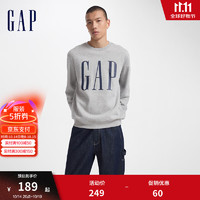 Gap 蓋璞 男女裝2024初秋新款字母印花大logo圓領(lǐng)抓絨衛(wèi)衣609136簡約 灰色 170/92A(M) 亞洲尺碼