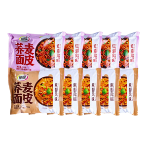 麗星蕎麥面皮紅油味113g/袋+麻醬味120g/袋 混合裝10袋 方便速食