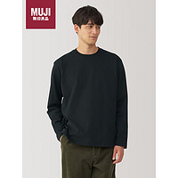 MUJI 無印良品 無印良品（MUJI）男式 起毛圓領長袖T恤  黑色 L