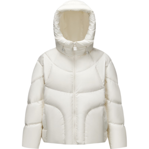 森馬（Semir）輕松羽絨|森馬x超級植物羽絨服女中長款防水冬季oversize連帽外套 奶白10534 160/84A/M
