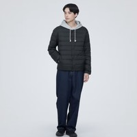 MUJI 無印良品 無印良品 MUJI 男式 便攜式 無領(lǐng)羽絨夾克男款 男士羽絨服冬季款 保暖 黑色3A M