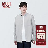 MUJI 無印良品 男式棉水洗牛津紐扣領(lǐng)長袖襯衫