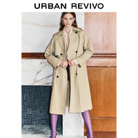 URBAN REVIVO UR 摩登英倫風 中長款外套收腰系帶風衣 UWM140030